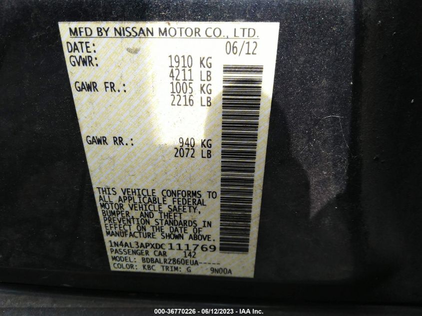 2013 NISSAN ALTIMA 2.5 S - 1N4AL3APXDC111769
