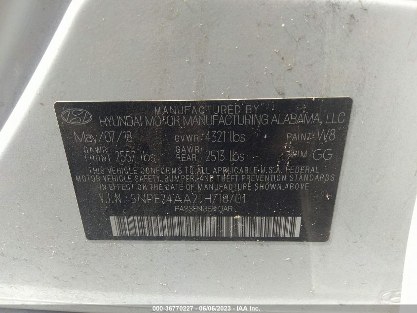 2018 HYUNDAI SONATA ECO - 5NPE24AA2JH710701