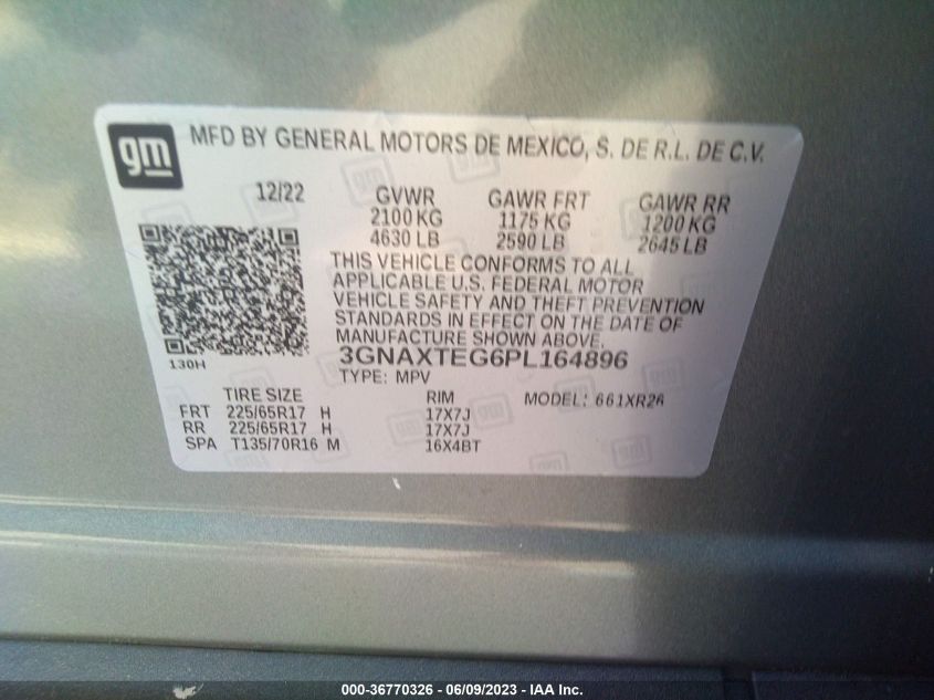 2023 CHEVROLET EQUINOX LT - 3GNAXTEG6PL164896