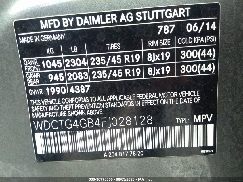 2015 MERCEDES-BENZ GLA-CLASS GLA 250 - WDCTG4GB4FJ028128