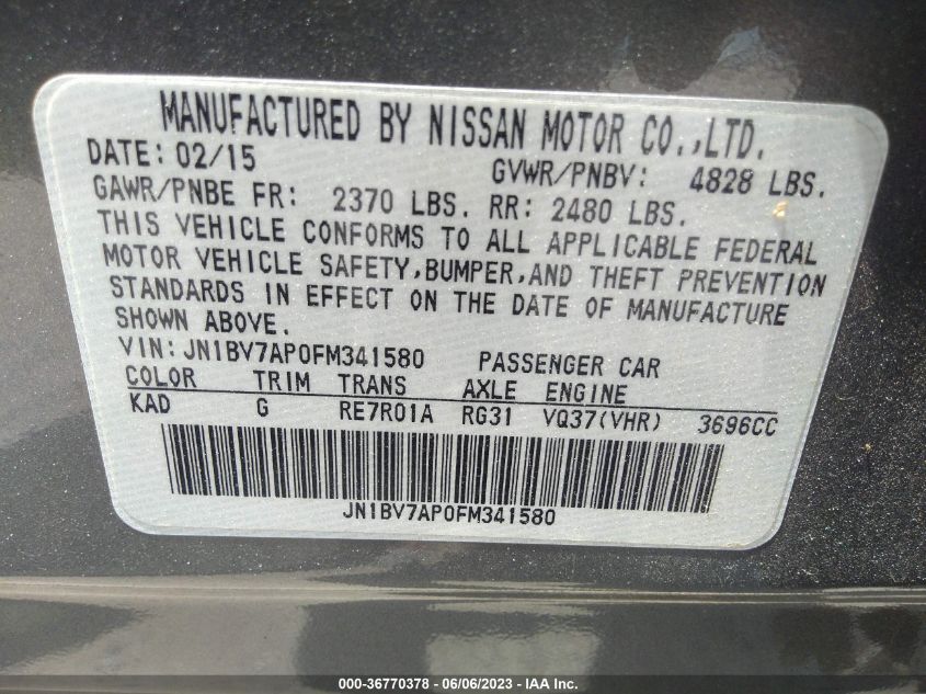 2015 INFINITI Q50 PREMIUM - JN1BV7AP0FM341580