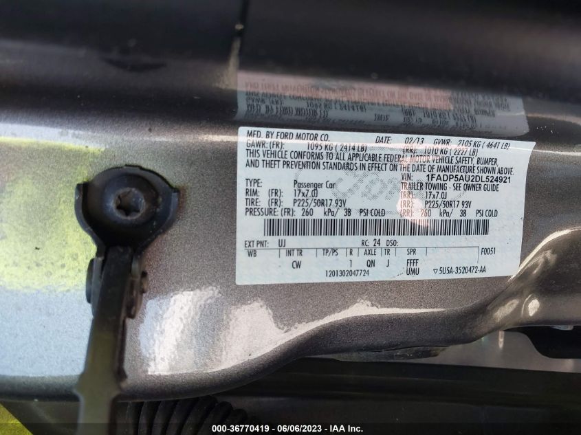 2013 FORD C-MAX HYBRID SE - 1FADP5AU2DL524921