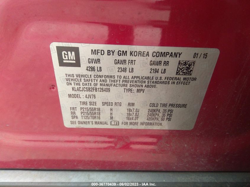 2015 BUICK ENCORE LEATHER - KL4CJCSB2FB126409