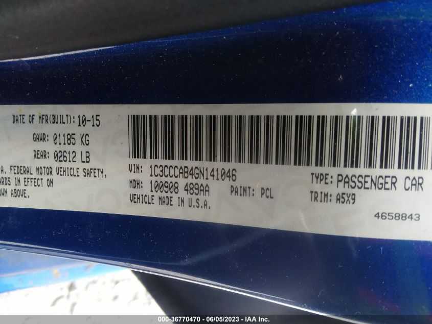 2016 CHRYSLER 200 LIMITED - 1C3CCCAB4GN141046