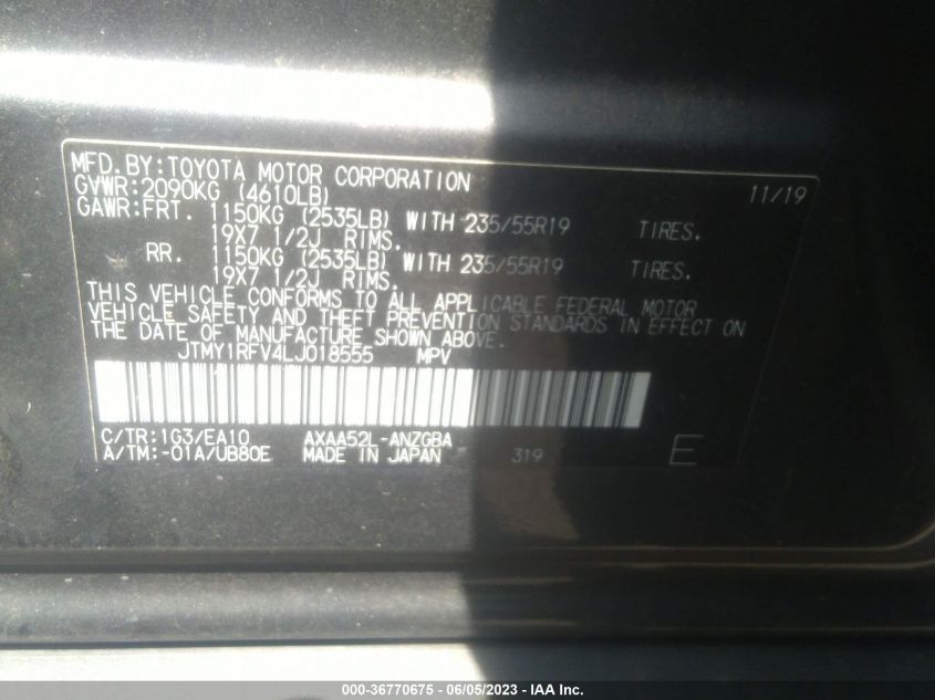2020 TOYOTA RAV4 LIMITED - JTMY1RFV4LJ018555