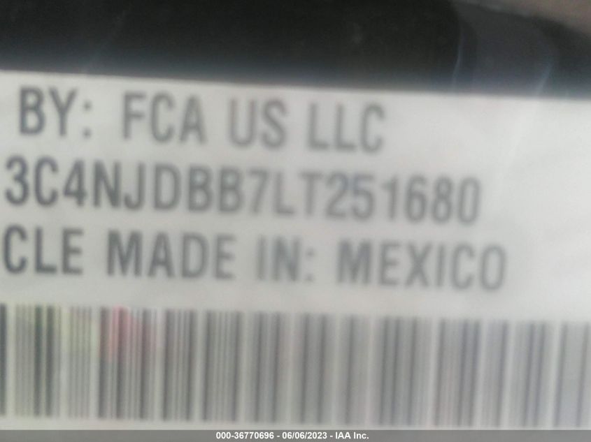 2020 JEEP COMPASS ALTITUDE - 3C4NJDBB7LT251680