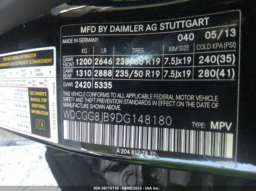 2013 MERCEDES-BENZ GLK 350 - WDCGG8JB9DG148180