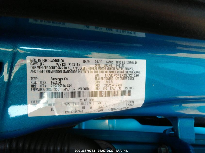 2013 FORD FOCUS SE - 1FADP3F2XDL321626