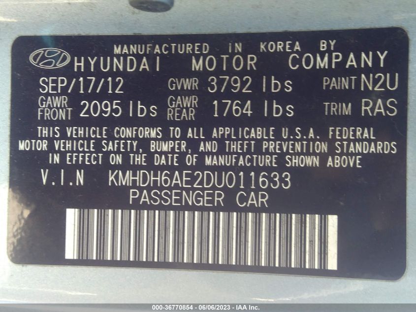2013 HYUNDAI ELANTRA COUPE GS - KMHDH6AE2DU011633