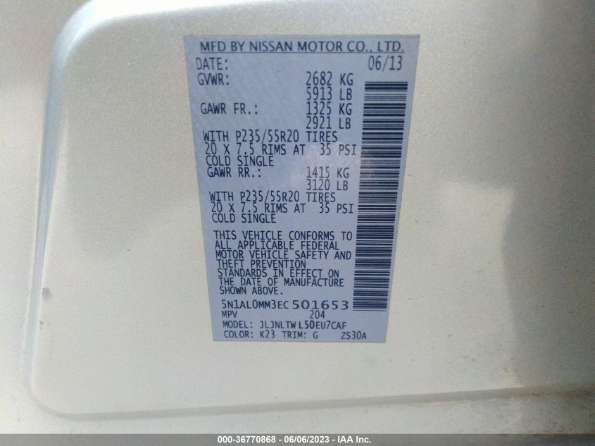 2014 INFINITI QX60 - 5N1AL0MM3EC501653