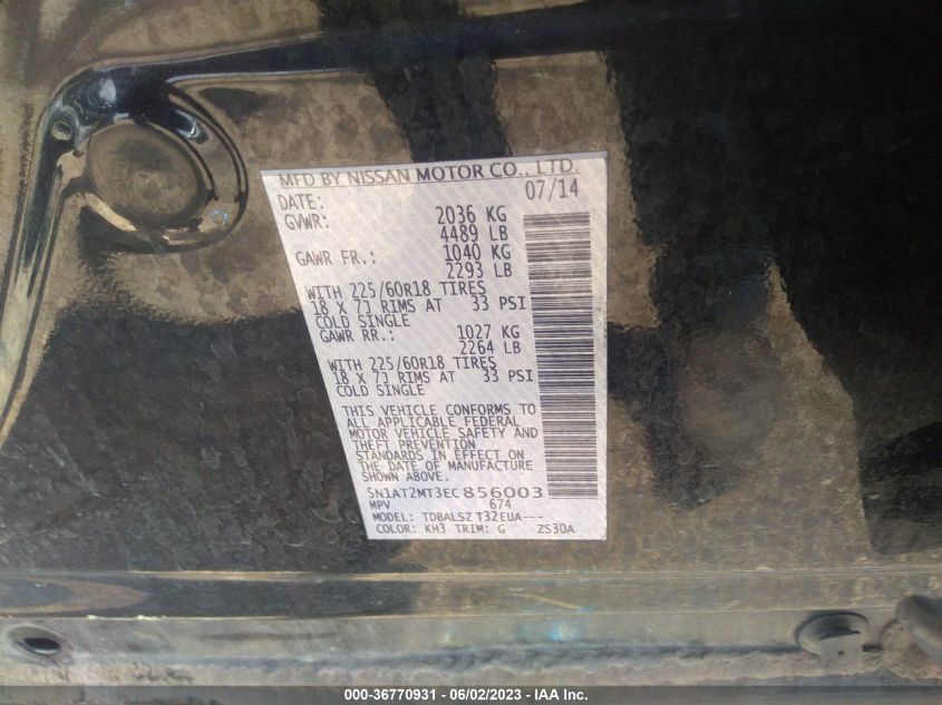 2014 NISSAN ROGUE SL - 5N1AT2MT3EC856003
