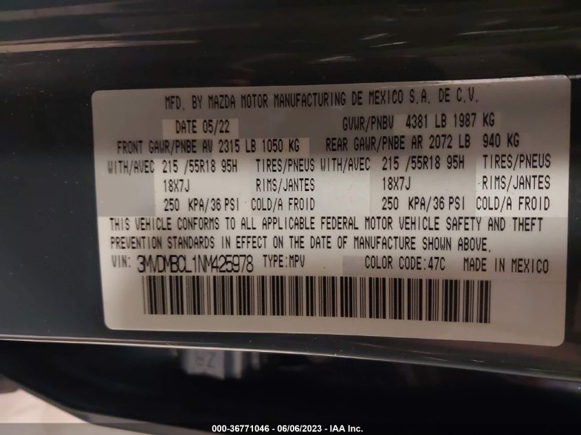 2022 MAZDA CX-30 2.5 S CARBON EDITION - 3MVDMBCL1NM425978
