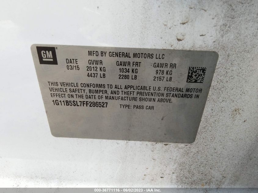2015 CHEVROLET MALIBU LS - 1G11B5SL7FF286527
