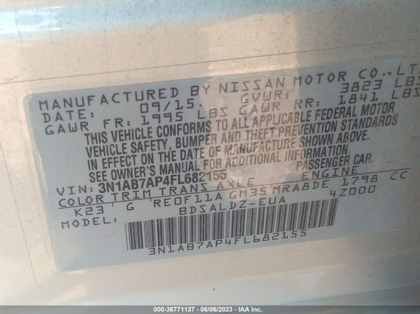 2015 NISSAN SENTRA SV - 3N1AB7AP4FL682155