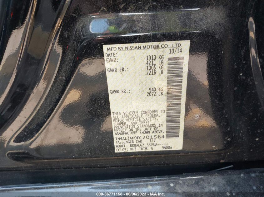 2015 NISSAN ALTIMA 2.5 S - 1N4AL3AP0FC201564