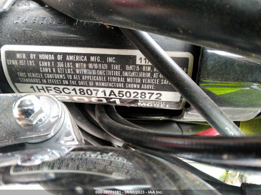 2001 HONDA VT1100 C 1HFSC18071A502872