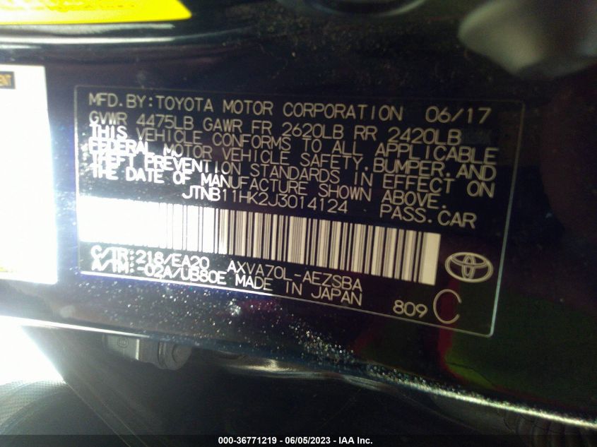 2018 TOYOTA CAMRY SE - JTNB11HK2J3014124