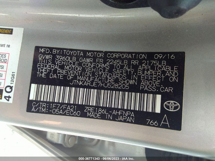 2017 TOYOTA COROLLA IM - JTNKARJE7HJ528205