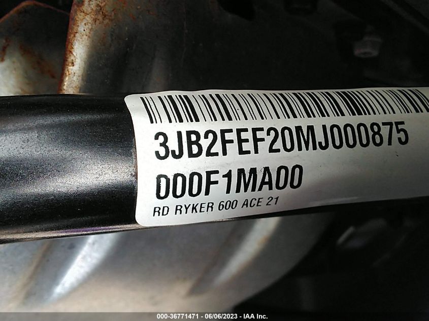 2021 CAN-AM RYKER - 3JB2FEF20MJ000875