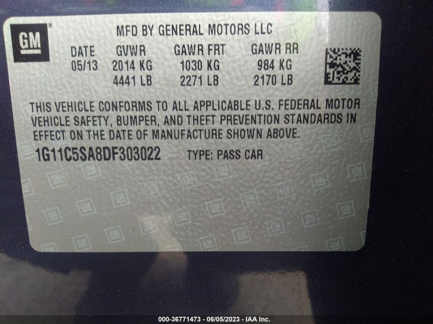 2013 CHEVROLET MALIBU LT - 1G11C5SA8DF303022