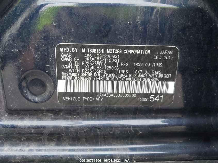 2018 MITSUBISHI OUTLANDER SE/SEL/LE - JA4AZ3A33JJ002500