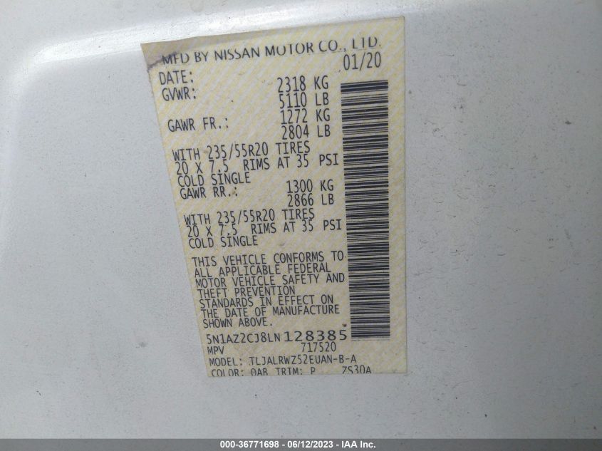 2020 NISSAN MURANO SL - 5N1AZ2CJ8LN128385