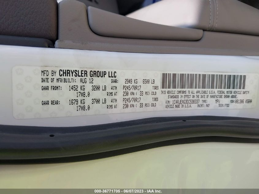 2013 JEEP GRAND CHEROKEE LAREDO - 1C4RJEAG3DC538337