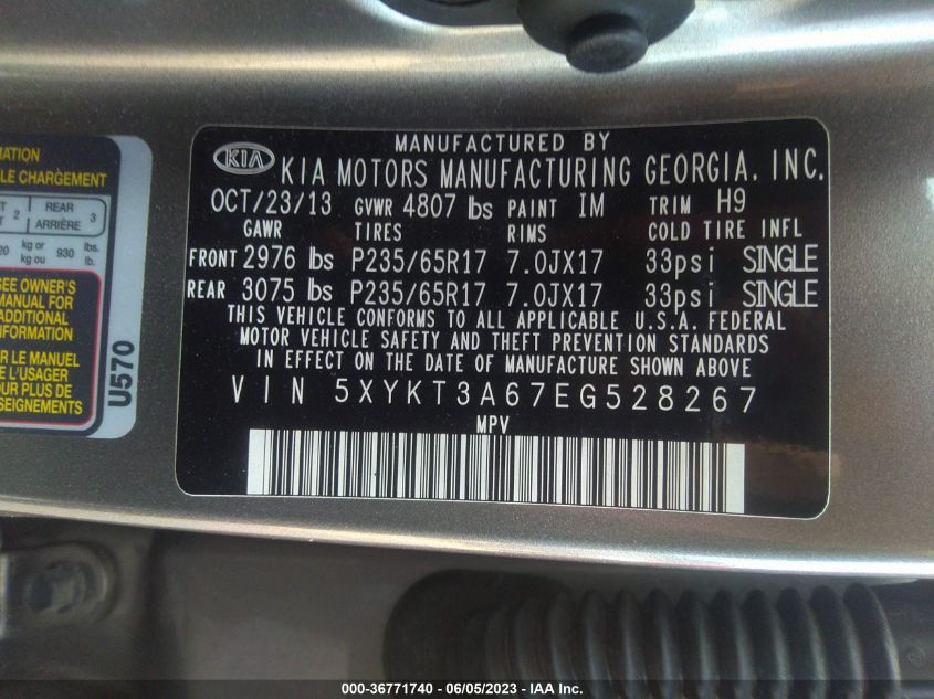 2014 KIA SORENTO LX - 5XYKT3A67EG528267