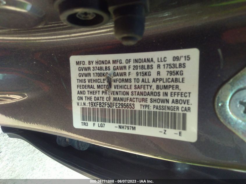 2015 HONDA CIVIC SEDAN LX - 19XFB2F50FE295653