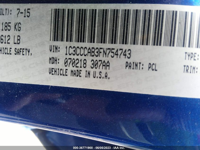 2015 CHRYSLER 200 LIMITED - 1C3CCCAB3FN754743