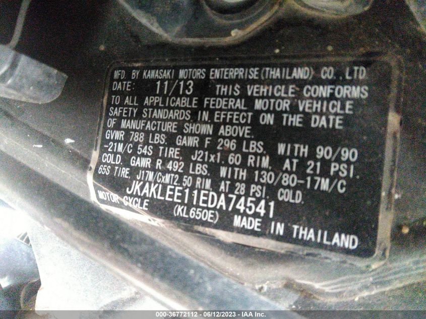 2014 KAWASAKI KL650 E - JKAKLEE11EDA74541