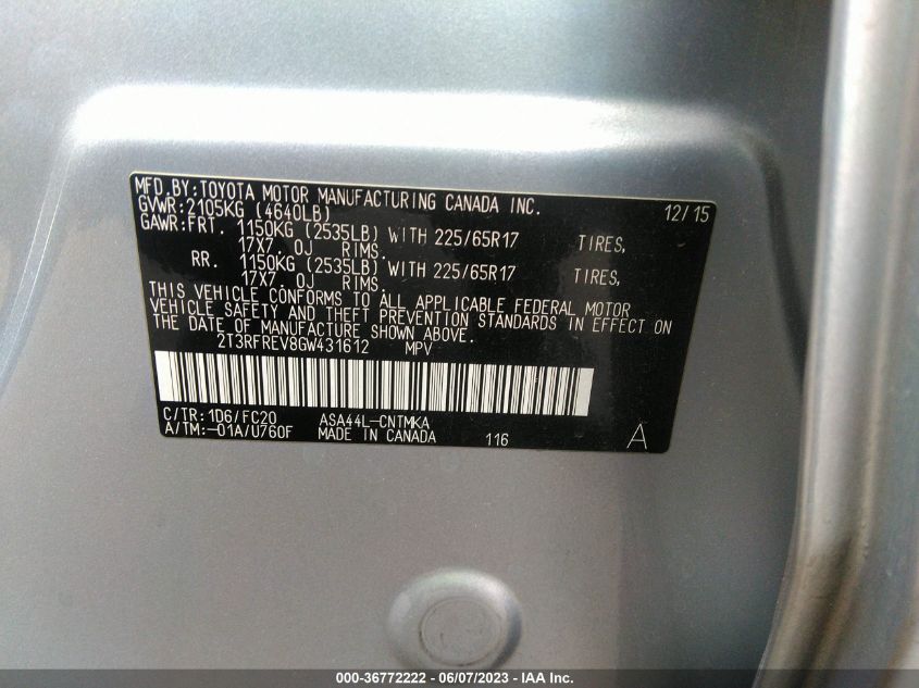 2016 TOYOTA RAV4 XLE - 2T3RFREV8GW431612