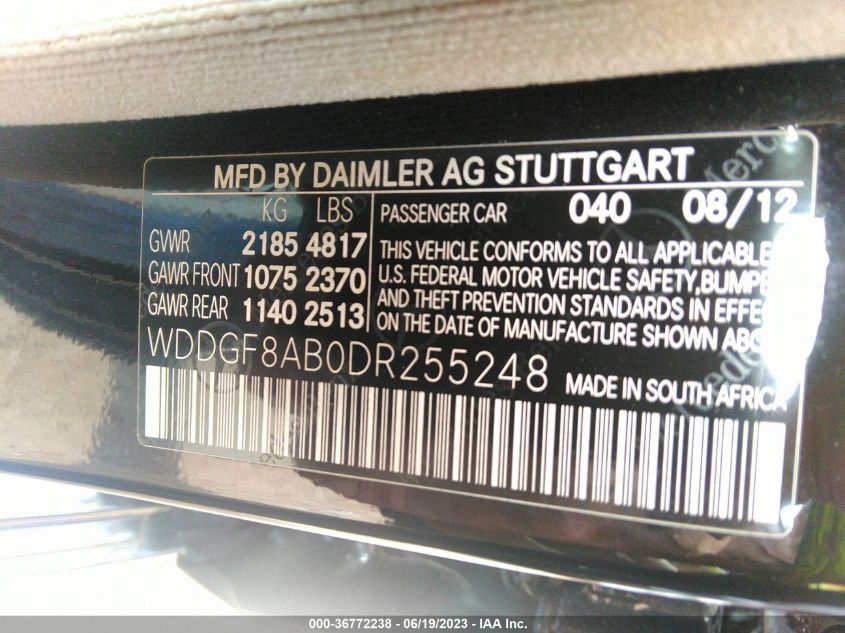 2013 MERCEDES-BENZ C-CLASS C 300 - WDDGF8AB0DR255248