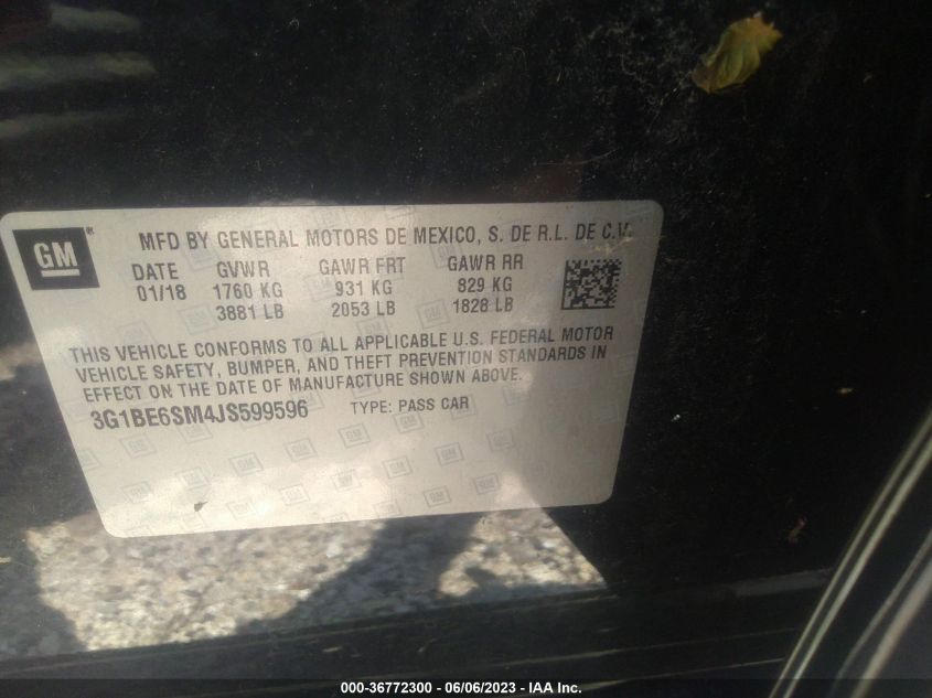 2018 CHEVROLET CRUZE LT - 3G1BE6SM4JS599596