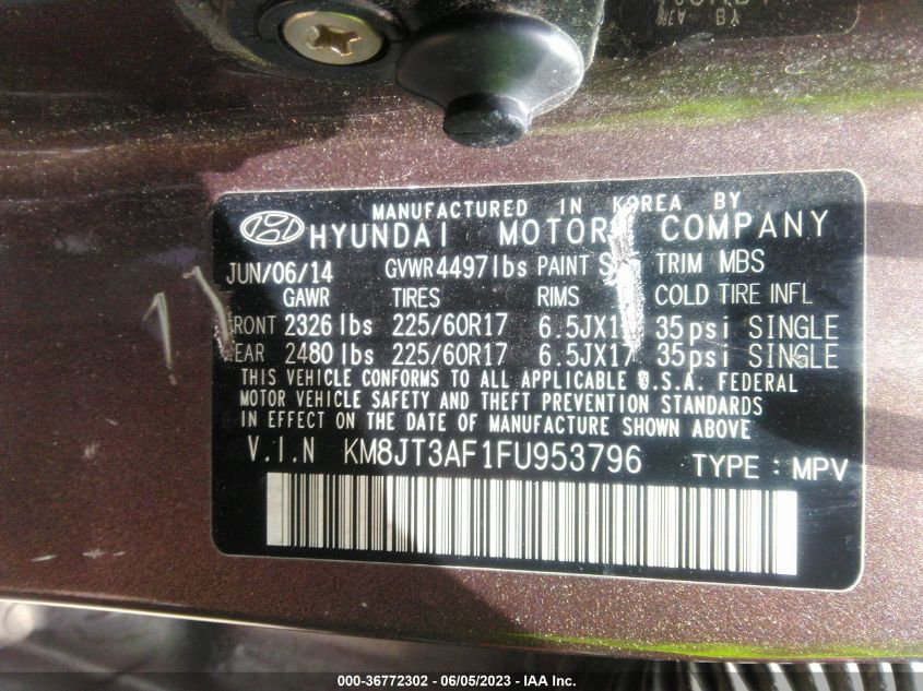 2015 HYUNDAI TUCSON GLS - KM8JT3AF1FU953796