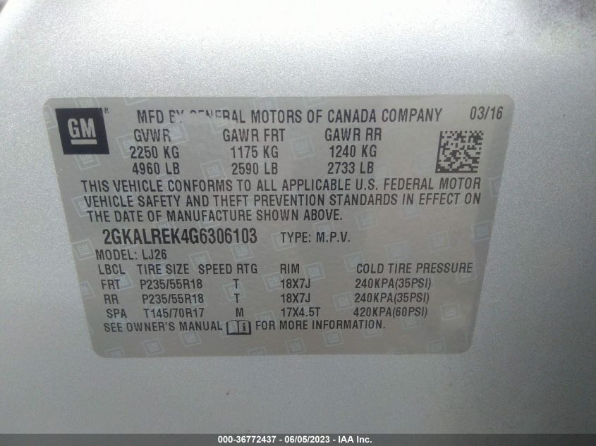 2016 GMC TERRAIN DENALI - 2GKALREK4G6306103