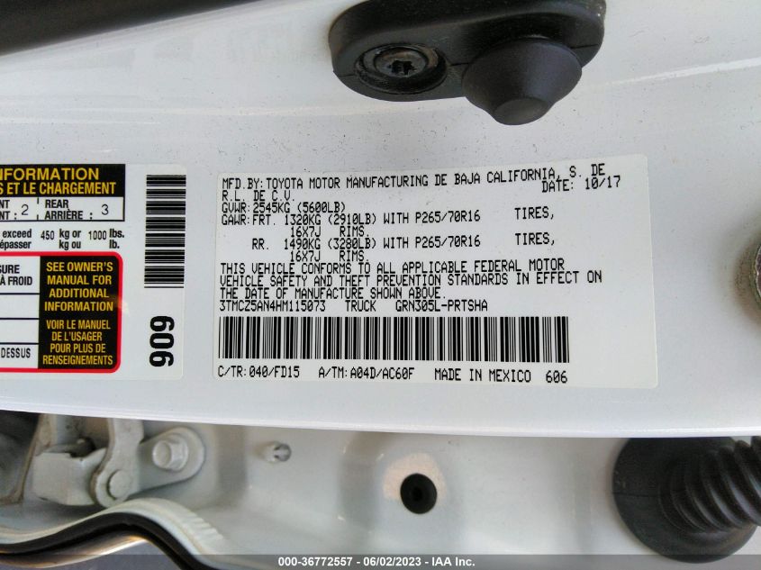 2017 TOYOTA TACOMA SR5/TRD SPORT - 3TMCZ5AN4HM115073