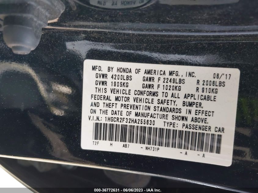 2017 HONDA ACCORD SEDAN LX - 1HGCR2F32HA255630