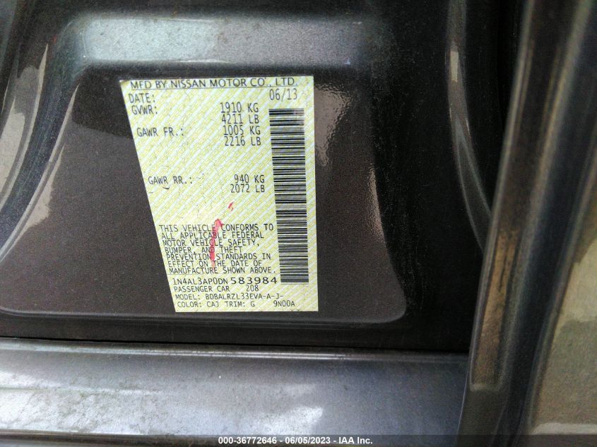2013 NISSAN ALTIMA 2.5 S - 1N4AL3AP0DN583984