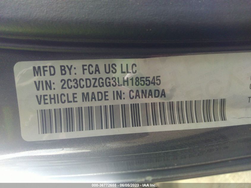 2020 DODGE CHALLENGER SXT - 2C3CDZGG3LH185545