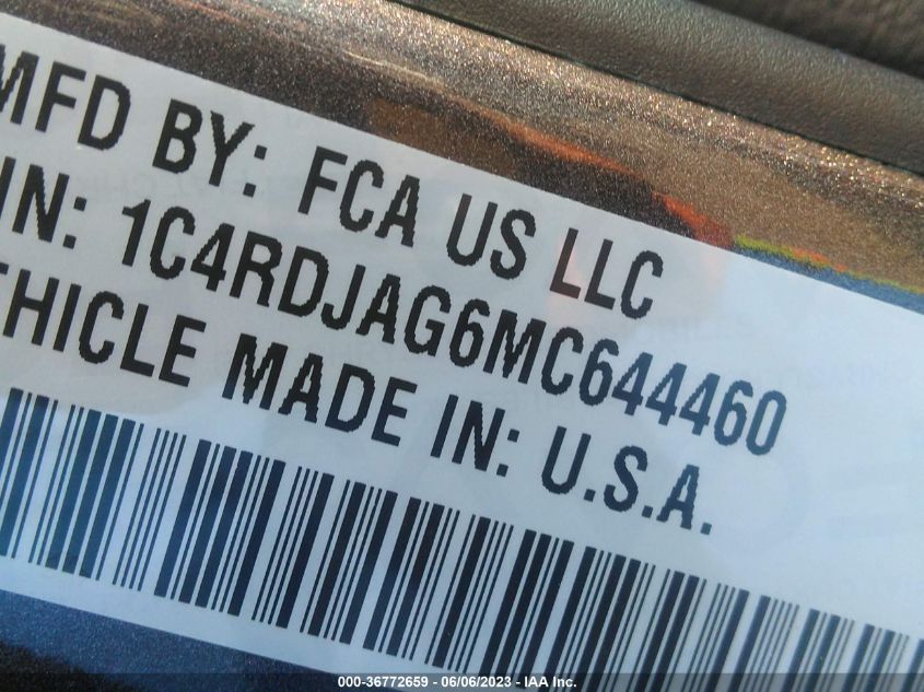 2021 DODGE DURANGO SXT PLUS - 1C4RDJAG6MC644460