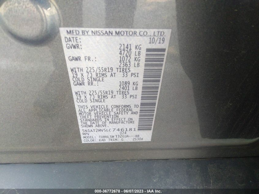 2020 NISSAN ROGUE SL - 5N1AT2MV5LC746181