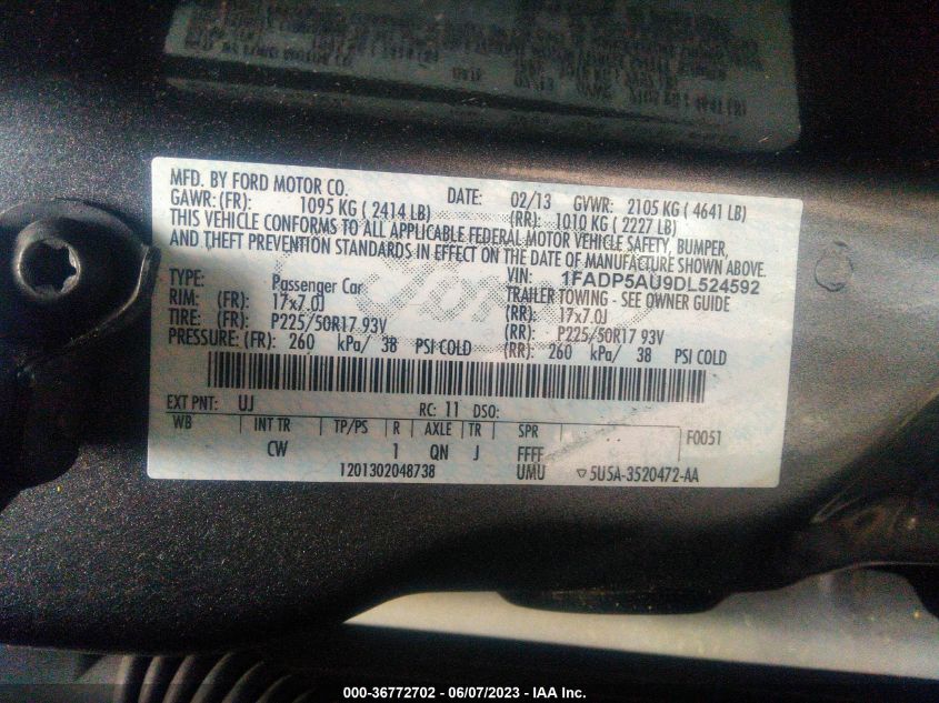 2013 FORD C-MAX HYBRID SE - 1FADP5AU9DL524592