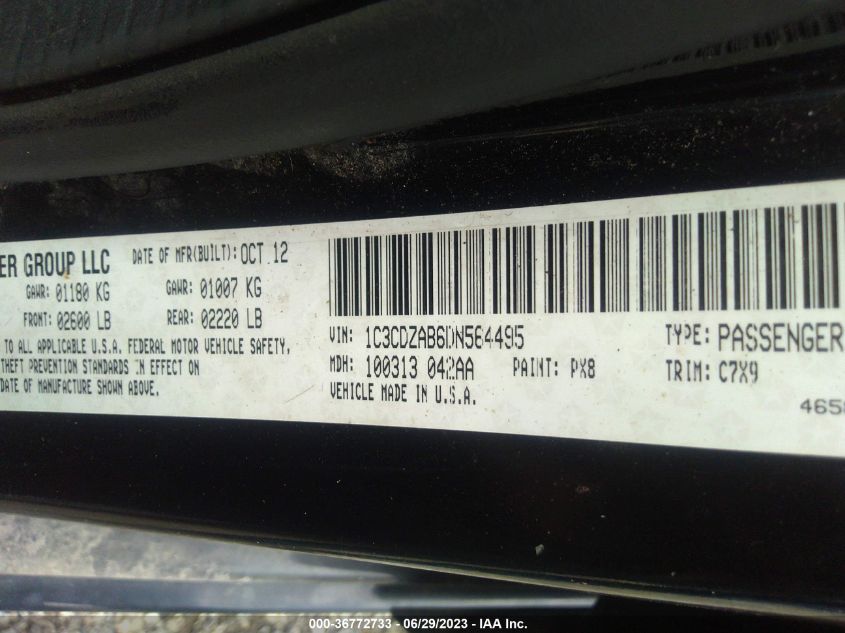 2013 DODGE AVENGER SE 1C3CDZAB6DN564495