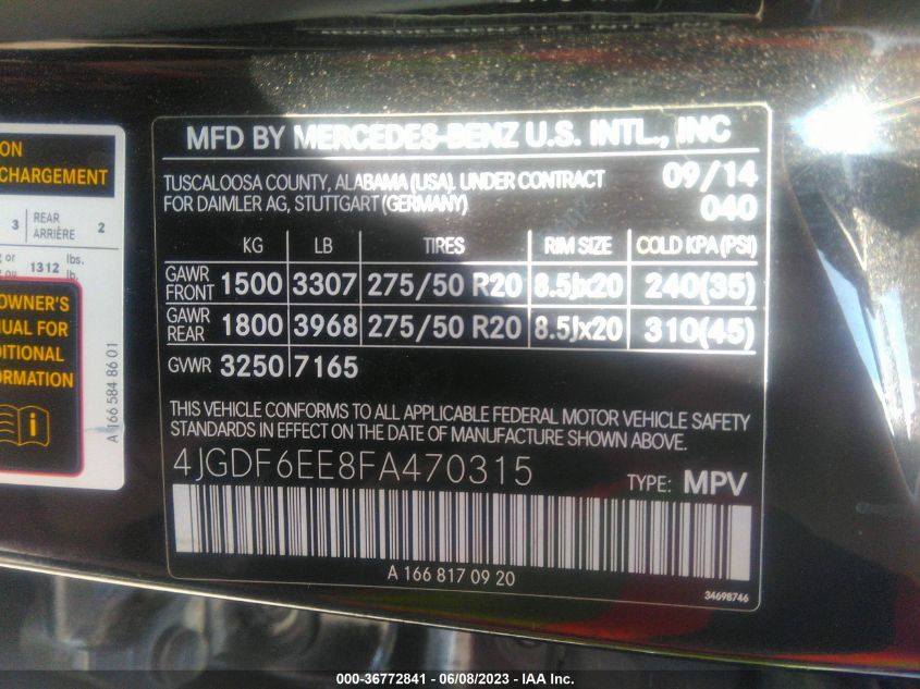 2015 MERCEDES-BENZ GL-CLASS GL 450 - 4JGDF6EE8FA470315