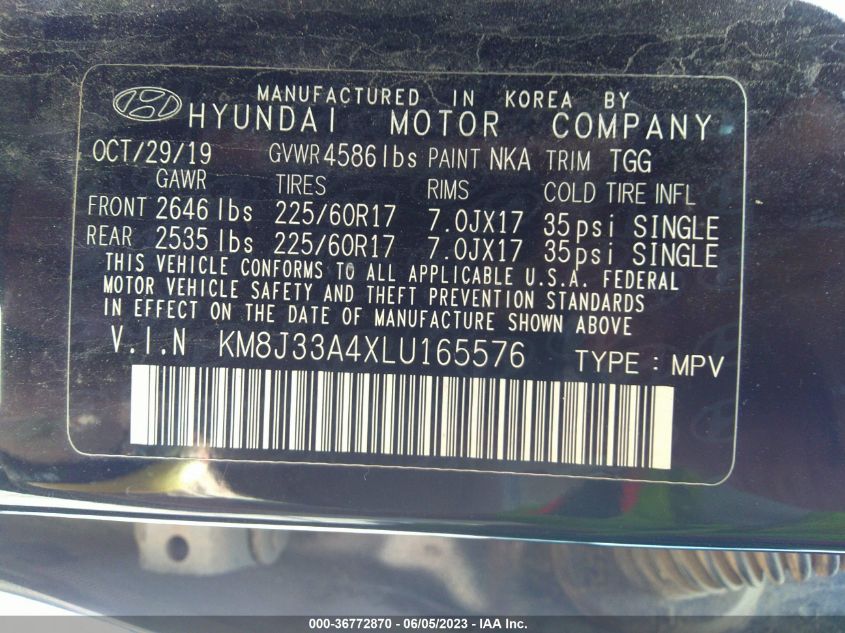 2020 HYUNDAI TUCSON VALUE - KM8J33A4XLU165576