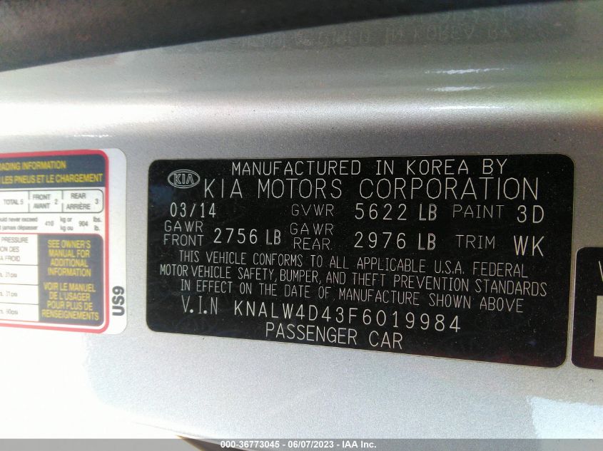 2015 KIA K900 LUXURY KNALW4D43F6019984