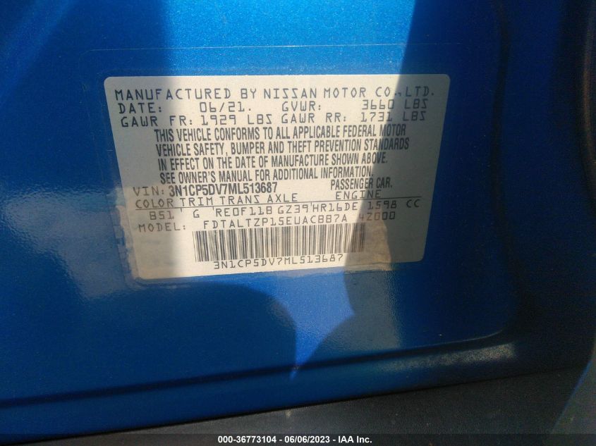 2021 NISSAN KICKS SR - 3N1CP5DV7ML513687