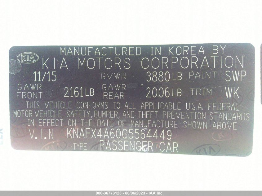 2016 KIA FORTE LX - KNAFX4A60G5564449