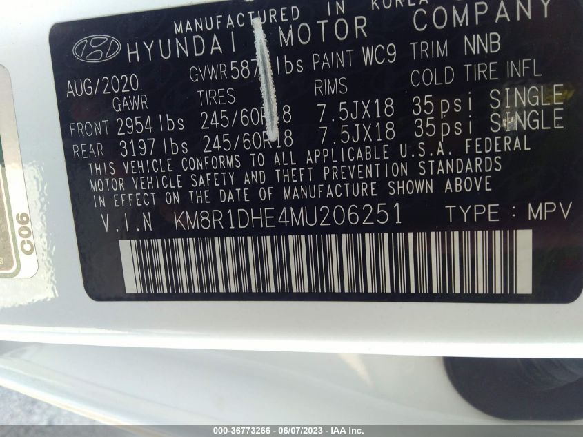 2021 HYUNDAI PALISADE SE - KM8R1DHE4MU206251
